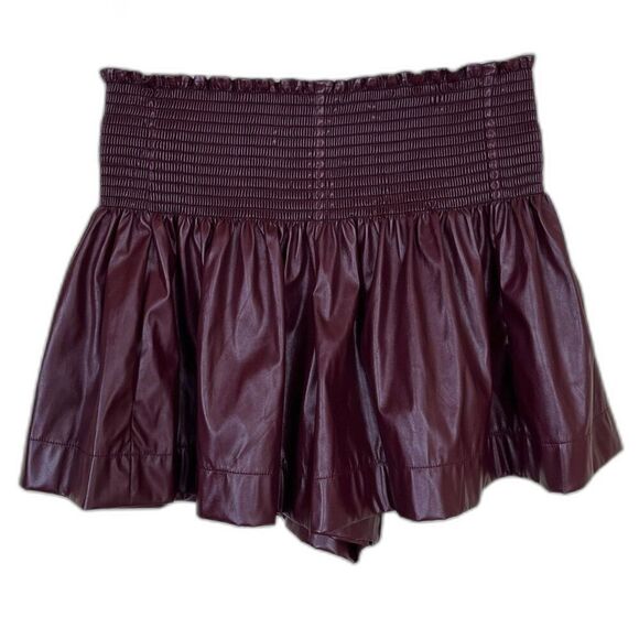 Queen of Sparkles Women's Size L Maroon Faux Leather Swing Smock Shorts